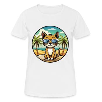 Chausie Katzenrasse Cartoon Sonnenbrille Strand - Frauen T-Shirt atmungsaktiv - Weiß - Vorne - AI Model Female 172 dark (172cm)