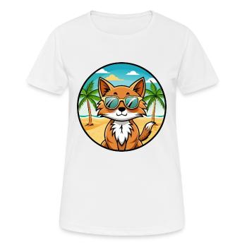 Lunettes de soleil Kawaii de race de chat somalienne de dessin animé plage - T-shirt respirant Femme - blanc - Devant - AI Model Female 172 dark (172cm)