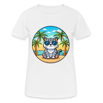 Scottish Fold Cat Breed Cartoon Lunettes de soleil Beach - T-shirt respirant Femme - blanc - Devant - AI Model Female 172 dark (172cm)