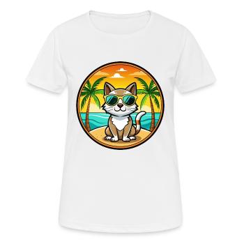 Siamese Cat Breed Cartoon Sunglasses Beach - Women's Breathable T-Shirt - white - Front - AI Model Female 172 dark (172cm)