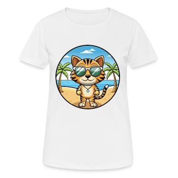 Toyger Katze Rasse Cartoon Kawaii Sonnenbrille Strand - Frauen T-Shirt atmungsaktiv - Weiß - Vorne - AI Model Female 172 dark (172cm)