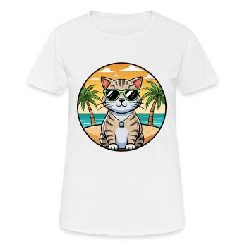 Scottish Fold Shorthair Cat Breed Cartoon Beach - T-shirt respirant Femme - blanc - Devant - AI Model Female 172 dark (172cm)