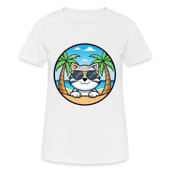 Schneeschuh Katze Rasse Cartoon Sonnenbrille Strand - Frauen T-Shirt atmungsaktiv - Weiß - Vorne - AI Model Female 172 dark (172cm)