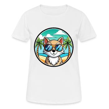 Schneeschuh Katze Rasse Cartoon Sonnenbrille Strand - Frauen T-Shirt atmungsaktiv - Weiß - Vorne - AI Model Female 172 dark (172cm)