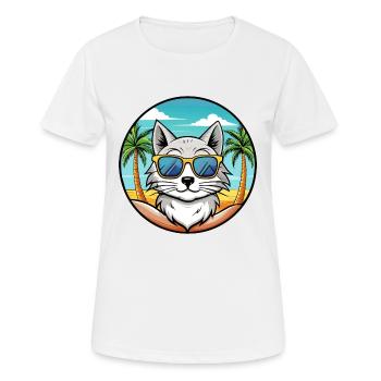 Lunettes de soleil de plage de race de chat angora turc - T-shirt respirant Femme - blanc - Devant - AI Model Female 172 dark (172cm)