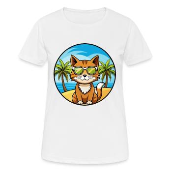 Havanna Braun Katze Rasse Cartoon Sonnenbrille Strand - Frauen T-Shirt atmungsaktiv - Weiß - Vorne - AI Model Female 172 dark (172cm)