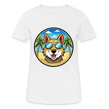 Aidi Chien Race Dessin Animé Lunettes De Soleil Plage - T-shirt respirant Femme - blanc - Devant - AI Model Female 172 dark (172cm)