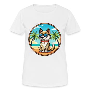 Akbash Hunderasse Cartoon Sonnenbrille Strand - Frauen T-Shirt atmungsaktiv - Weiß - Vorne - AI Model Female 172 dark (172cm)