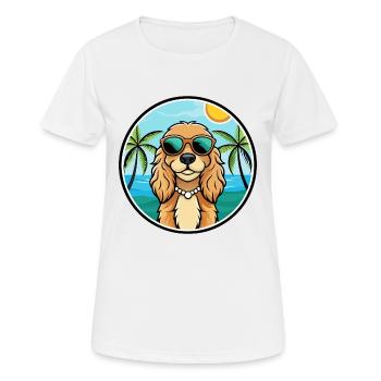 Cocker américain Spaniel Race de chien Cartoon Beach - T-shirt respirant Femme - blanc - Devant - AI Model Female 172 dark (172cm)