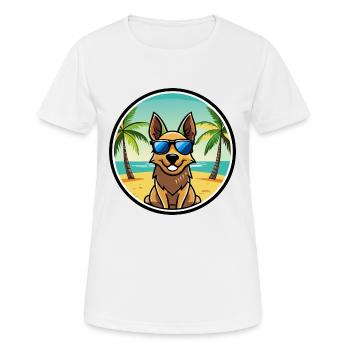 Australian Cattle Dog Breed Cartoon Sunglass Beach - Women's Breathable T-Shirt - white - Front - AI Model Female 172 dark (172cm)