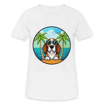 Basset Bleu De Gascogne Dog Breed Cartoon Beach - Women's Breathable T-Shirt - white - Front - AI Model Female 172 dark (172cm)