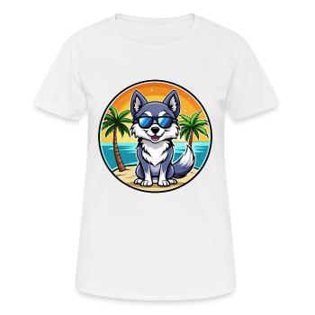 Alaskan Klee Kai Chien Race Dessin Animé Lunettes De Soleil Plage - T-shirt respirant Femme - blanc - Devant - AI Model Female 172 dark (172cm)