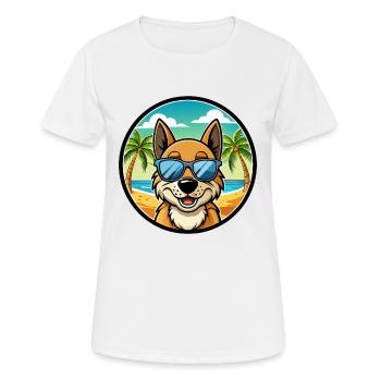 Alopekis Dog Breed Cartoon Sunglasses Beach - Women's Breathable T-Shirt - white - Front - AI Model Female 172 dark (172cm)