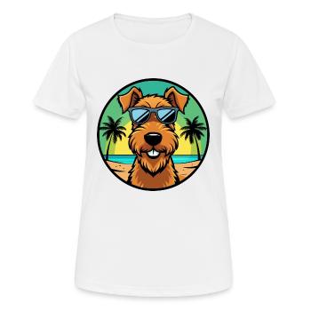 Airedale Terrier Hunderasse Cartoon Sonnenbrille Strand - Frauen T-Shirt atmungsaktiv - Weiß - Vorne - AI Model Female 172 dark (172cm)