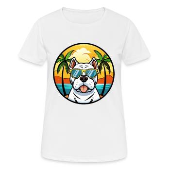 Lunettes de soleil de bande dessinée de race bouledogue américain plage - T-shirt respirant Femme - blanc - Devant - AI Model Female 172 dark (172cm)