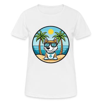 Argentino Chien Race Dessin Animé Lunettes De Soleil Plage - T-shirt respirant Femme - blanc - Devant - AI Model Female 172 dark (172cm)