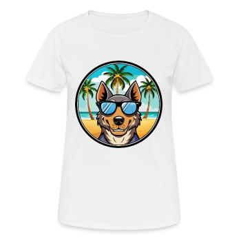 Beauceron Dog Breed Cartoon Sunglasses Beach - Women's Breathable T-Shirt - white - Front - AI Model Female 172 dark (172cm)