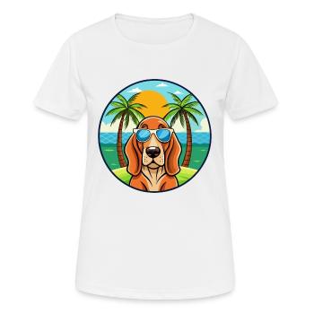 Basset Fauve De Bretagne Hunderasse Cartoon Strand - Frauen T-Shirt atmungsaktiv - Weiß - Vorne - AI Model Female 172 dark (172cm)
