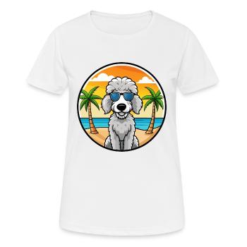 Bedlington Terrier Hunderasse Cartoon Sonnenbrille - Frauen T-Shirt atmungsaktiv - Weiß - Vorne - AI Model Female 172 dark (172cm)