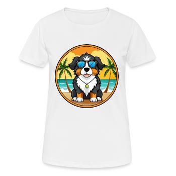 Berner Laufhund Dog Breed Cartoon Sunglasses Beach - Women's Breathable T-Shirt - white - Front - AI Model Female 172 dark (172cm)
