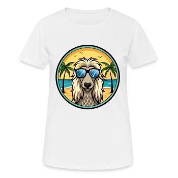 Afghan Hound Dog Breed Cartoon Sunglasses Beach - Women's Breathable T-Shirt - white - Front - AI Model Female 172 dark (172cm)