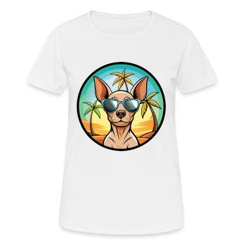 American Hairless Terrier Chien Race Dessin Animé Plage - T-shirt respirant Femme - blanc - Devant - AI Model Female 172 dark (172cm)