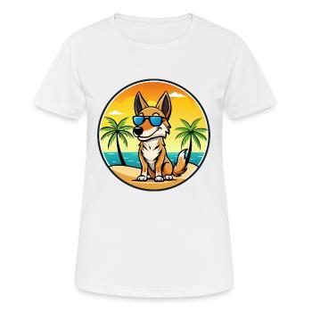 Australian Kelpie Dog Breed Cartoon Sunglass Beach - Women's Breathable T-Shirt - white - Front - AI Model Female 172 dark (172cm)