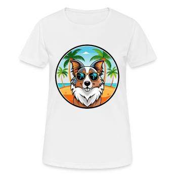 Australian Shepherd Dog Breed Cartoon Sunglasses - Women's Breathable T-Shirt - white - Front - AI Model Female 172 dark (172cm)