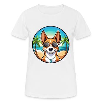 Basenji Hunderasse Cartoon Sonnenbrille Strand - Frauen T-Shirt atmungsaktiv - Weiß - Vorne - AI Model Female 172 dark (172cm)