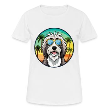 Bearded Collie Chien Race Dessin Animé Lunettes de Soleil Plage - T-shirt respirant Femme - blanc - Devant - AI Model Female 172 dark (172cm)