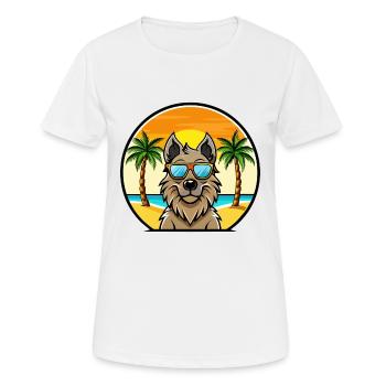 Belgische Groenendael Hunderasse Cartoon Sonnenbrille - Frauen T-Shirt atmungsaktiv - Weiß - Vorne - AI Model Female 172 dark (172cm)