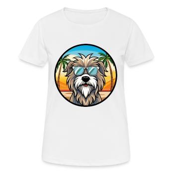 Bergamasco Shepherd Dog Breed Cartoon Sunglasses - Women's Breathable T-Shirt - white - Front - AI Model Female 172 dark (172cm)
