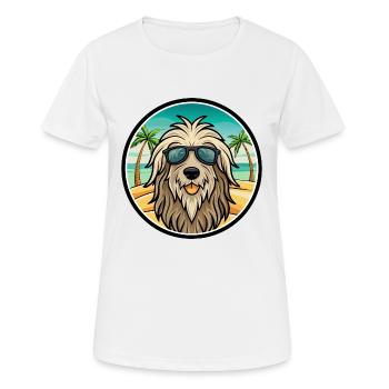 Bergamasco Dog Breed Cartoon Sunglasses Beach - Women's Breathable T-Shirt - white - Front - AI Model Female 172 dark (172cm)