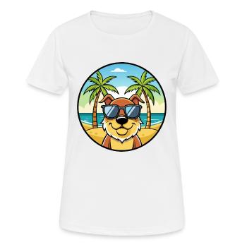 Berger De Beauce Hunderasse Cartoon Sonnenbrille Strand - Frauen T-Shirt atmungsaktiv - Weiß - Vorne - AI Model Female 172 dark (172cm)
