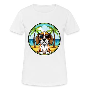 Beagle Harrier Hunderasse Cartoon Sonnenbrille Strand - Frauen T-Shirt atmungsaktiv - Weiß - Vorne - AI Model Female 172 dark (172cm)