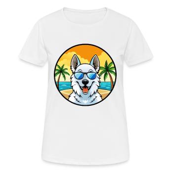 Berger Blanc Suisse Dog Breed Cartoon Sunglasses - Women's Breathable T-Shirt - white - Front - AI Model Female 172 dark (172cm)
