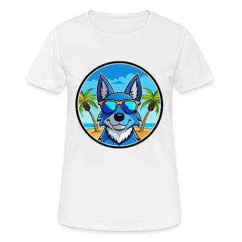 Blue Heeler Dog Breed Cartoon Sunglasses Beach - Women's Breathable T-Shirt - white - Front - AI Model Female 172 dark (172cm)