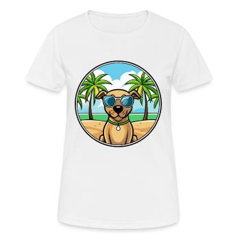 Black Mouth Cur Dog Breed Cartoon Sunglasses Beach - Women's Breathable T-Shirt - white - Front - AI Model Female 172 dark (172cm)