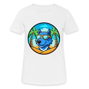 Lunettes de soleil de dessin animé de race de chien en dentelle bleue plage - T-shirt respirant Femme - blanc - Devant - AI Model Female 172 dark (172cm)