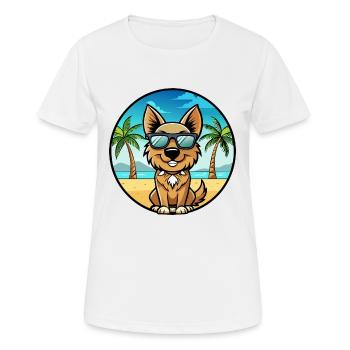 Bohemian Shepherd Dog Breed Cartoon Sunglass Beach - Women's Breathable T-Shirt - white - Front - AI Model Female 172 dark (172cm)