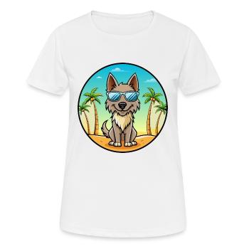 Berger Picard Hunderasse Cartoon Sonnenbrille Strand - Frauen T-Shirt atmungsaktiv - Weiß - Vorne - AI Model Female 172 dark (172cm)