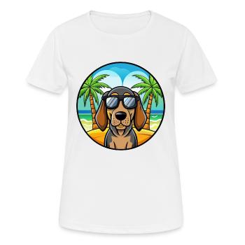 Black And Tan Coonhound Dog Breed Cartoon Beach - Women's Breathable T-Shirt - white - Front - AI Model Female 172 dark (172cm)