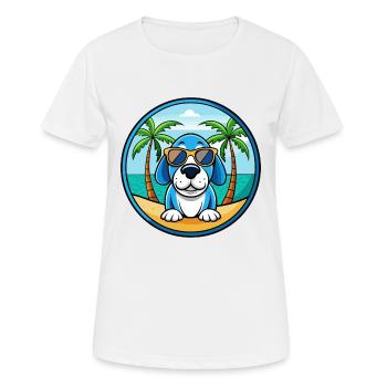 Lunettes de soleil de dessin animé Blue Gascony Basset Dog Breed - T-shirt respirant Femme - blanc - Devant - AI Model Female 172 dark (172cm)