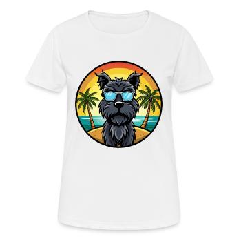 Lunettes de soleil de dessin animé de race de chien terrier russe noir - T-shirt respirant Femme - blanc - Devant - AI Model Female 172 dark (172cm)