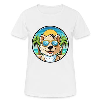 Bolognese Hund Rasse Cartoon Sonnenbrille Strand - Frauen T-Shirt atmungsaktiv - Weiß - Vorne - AI Model Female 172 dark (172cm)