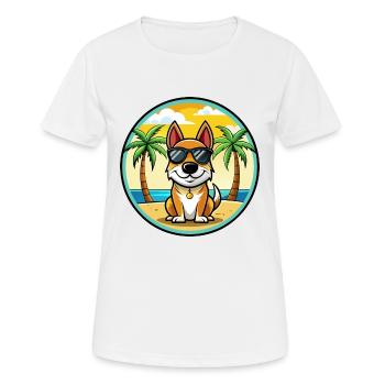 Ariegeois Chien Race Dessin Animé Lunettes de Soleil Plage - T-shirt respirant Femme - blanc - Devant - AI Model Female 172 dark (172cm)