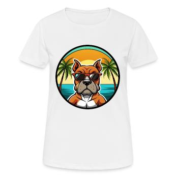 Boxer Chien Race Dessin Animé Lunettes De Soleil Plage - T-shirt respirant Femme - blanc - Devant - AI Model Female 172 dark (172cm)