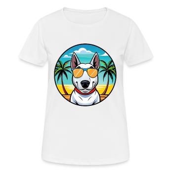 Bull Terrier Dog Breed Cartoon Sunglasses Beach - Women's Breathable T-Shirt - white - Front - AI Model Female 172 dark (172cm)