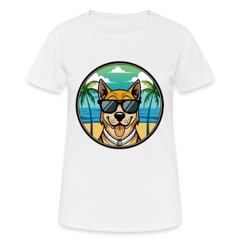 Cao De Castro Laboreiro Race De Chien Dessin Animé Plage - T-shirt respirant Femme - blanc - Devant - AI Model Female 172 dark (172cm)