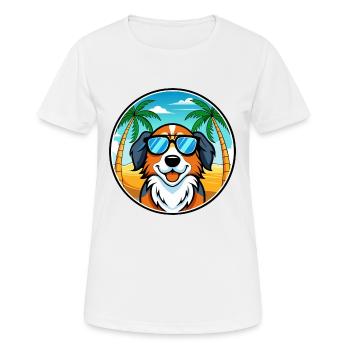 Bernese Mountain Dog Breed Cartoon Sunglass Beach - Women's Breathable T-Shirt - white - Front - AI Model Female 172 dark (172cm)